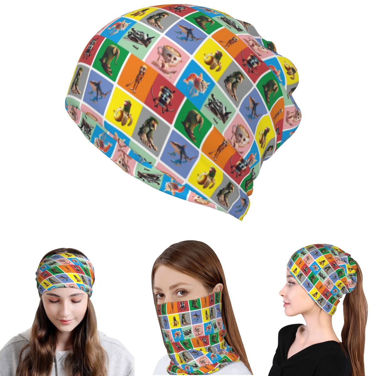 Knit Beanie Hat Warm - Italian Brain Rot Anomaly Bandana Neck