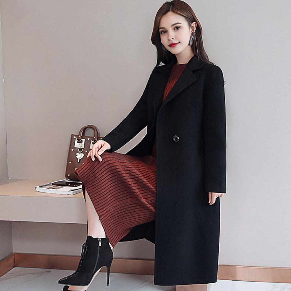 Women Wool Coat Solid Color Lo - огляд і ціна Wool Coat Peacoat