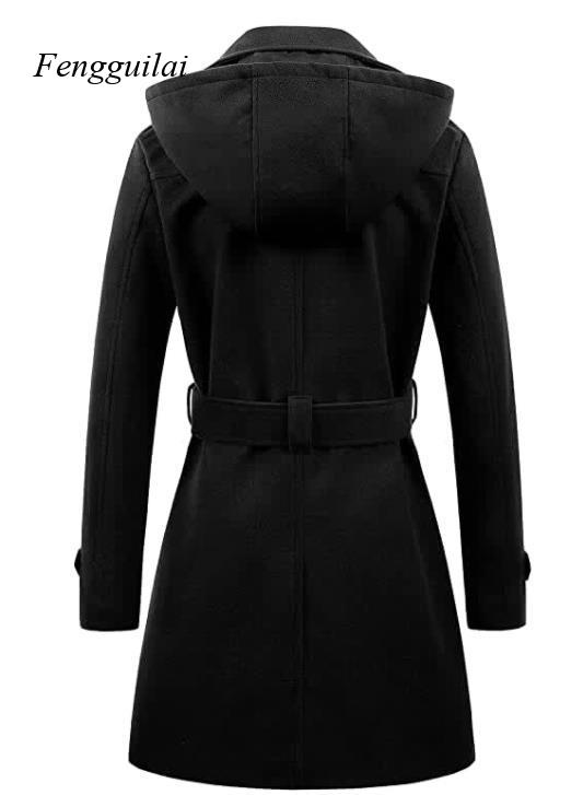Women's Black Hooded Double Br - огляд і ціна Wool Coat Peacoat
